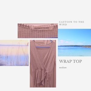 Soft gray and white wrap top